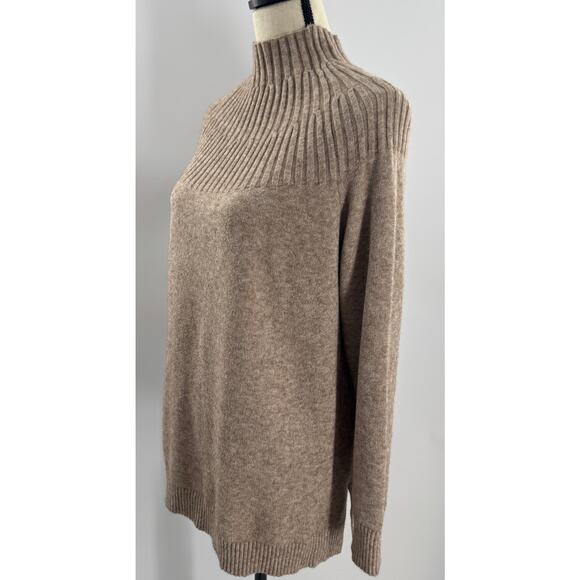 Anthropologie Heather Brown Knit Top Mock Neck Pullover Tuinc Sweater Large - Picture 2 of 10
